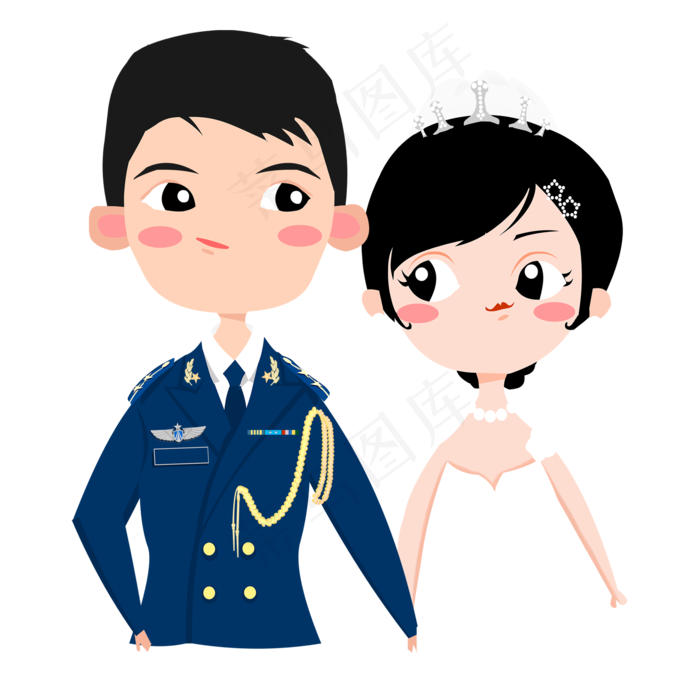 卡通可爱新郎新娘可商用元素