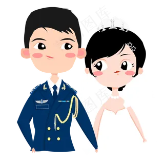 卡通可爱新郎新娘可商用元素