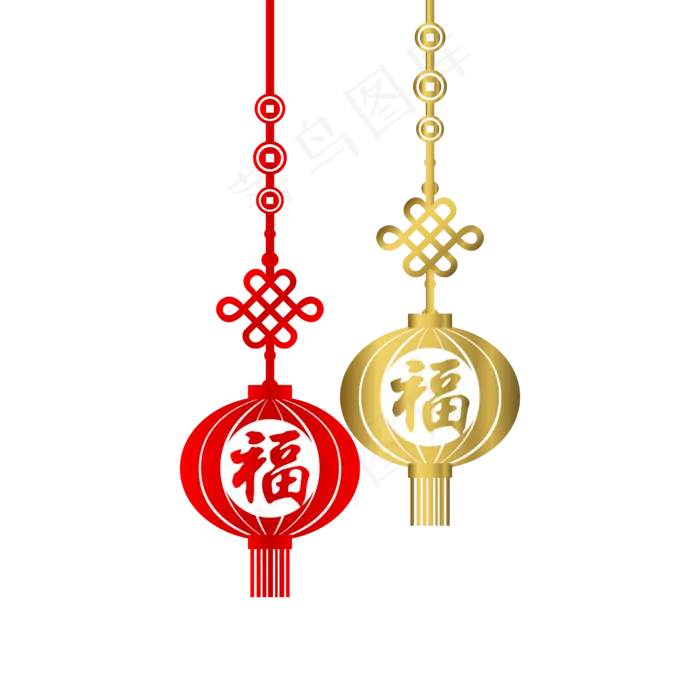 中国红灯笼中国结,免抠元素(1181X1181(DPI:150))ai矢量模版下载