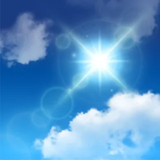 真实的太阳镜头在蓝天白云中闪烁 真实的太阳镜头在蓝天白云中闪烁