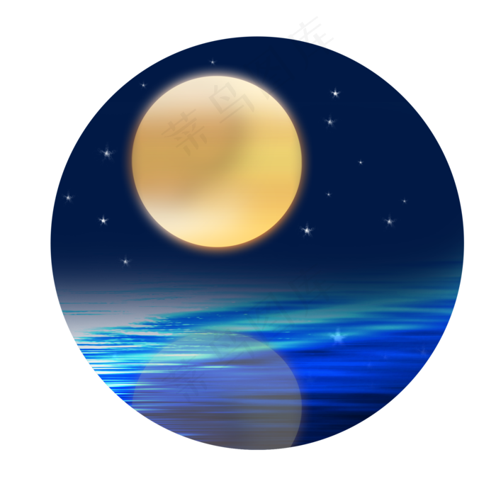 中秋圆月星空月亮倒影(2000X2000(DPI:300))psd模版下载