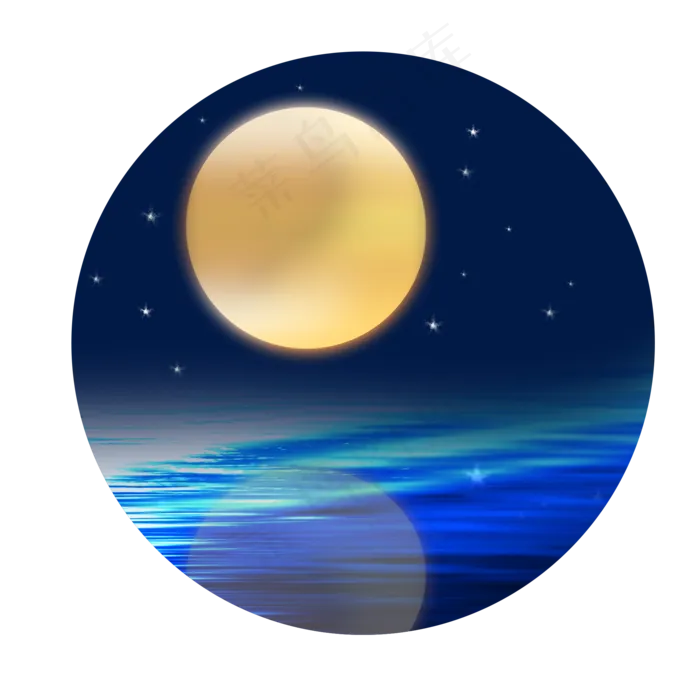 中秋圆月星空月亮倒影(2000X2000(DPI:300))psd模版下载