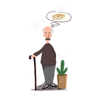 重阳节老年人杵着拐杖