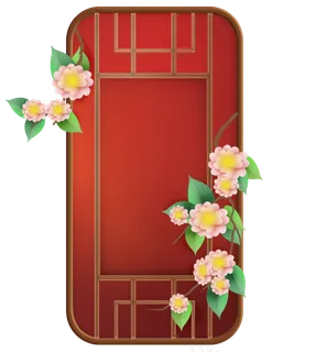 古风红色花卉窗子