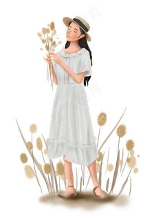 立秋秋天野外的女孩