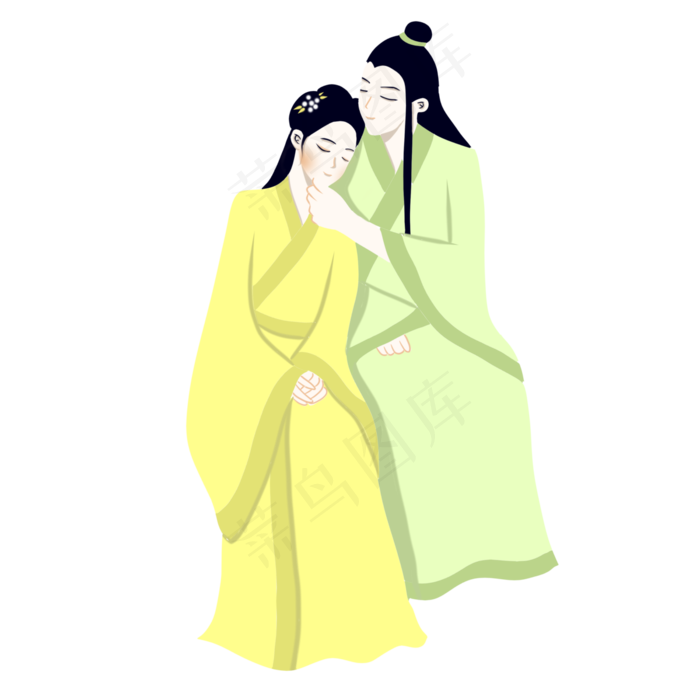 手绘矢量卡通情人节七夕节情侣牛(3000X3000(DPI:762))psd模版下载