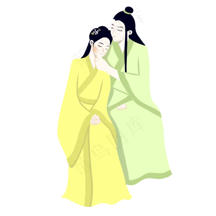 手绘矢量卡通情人节七夕节情侣牛(3000X3000(DPI:762))psd模版下载