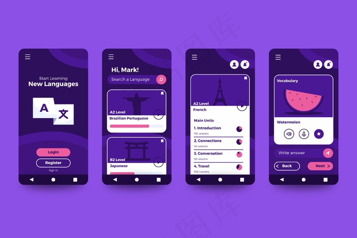语言学习应用程序eps,ai矢量模版下载