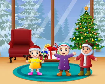 快乐的孩子们在家里庆祝圣诞节