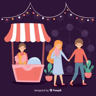 夜市上的人物插图