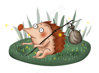 立秋秋天手绘旅行小刺猬