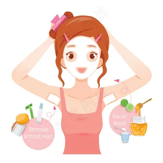 年轻女子给腋毛打蜡，遮住脸