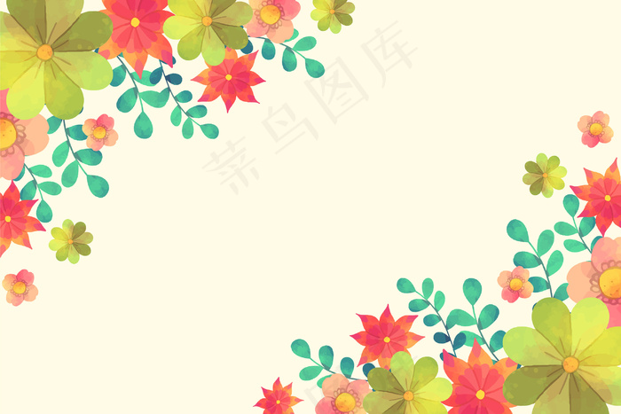 水彩花卉背景概念eps,ai矢量模版下载