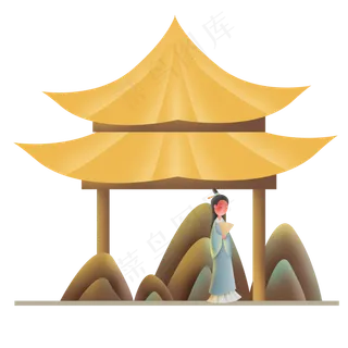 中国风登山古人