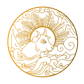 2021年牛年渐变鎏金图纹牛