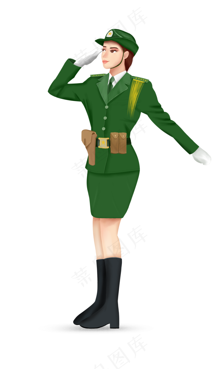 国庆敬礼的女军人(1920X3232(DPI:300))psd模版下载