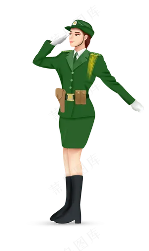 国庆敬礼的女军人