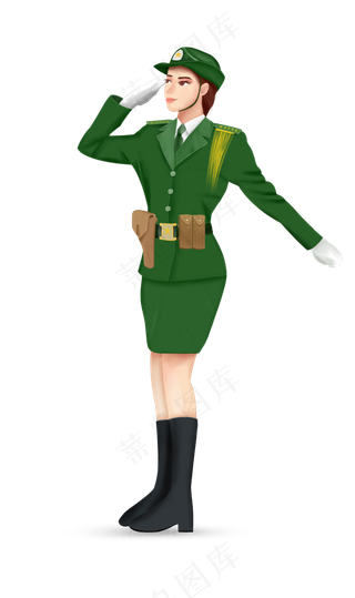 国庆敬礼的女军人