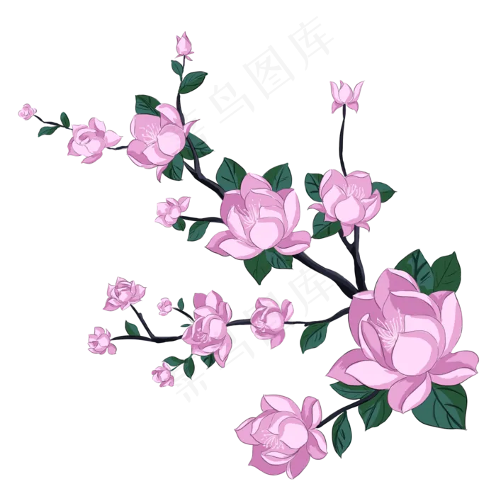 盛开花朵树枝(2000X2000(DPI:300))psd模版下载