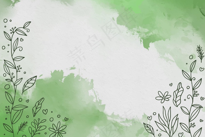 水彩绿色花卉背景eps,ai矢量模版下载