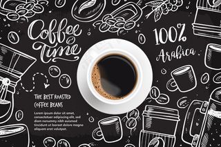 带图纸的真实咖啡背景