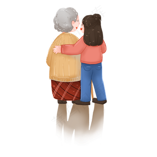 重阳节祖孙背影