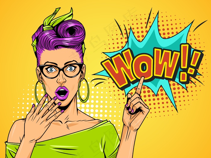 半色调背景的喜剧惊艳美女