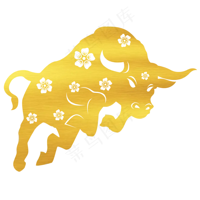 牛年烫金剪纸牛装饰图案(3000X3000(DPI:300))ai矢量模版下载