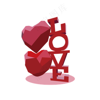 七夕情人节立体水晶爱心手绘