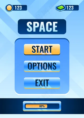 游戏ui资产元素的纵向gui空间主屏幕界面