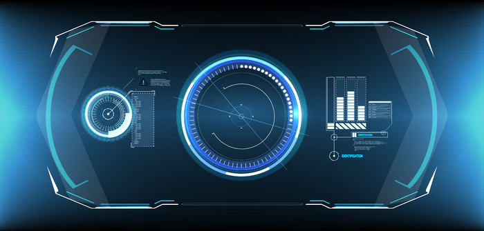 Hud ui gui未来用户界面屏幕元素集。电子游戏的高科技屏幕。