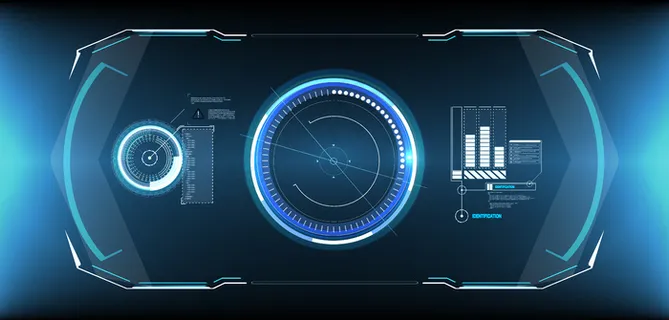 Hud ui gui未来用户界面屏幕元素集。电子游戏的高科技屏幕。