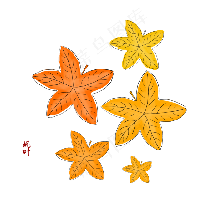 枫叶立秋商用元素24二十四节气(2000X2000(DPI:300))psd模版下载