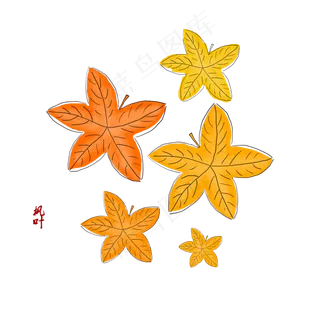 枫叶立秋商用元素24二十四节气