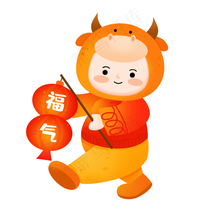 牛年萌牛头套福娃