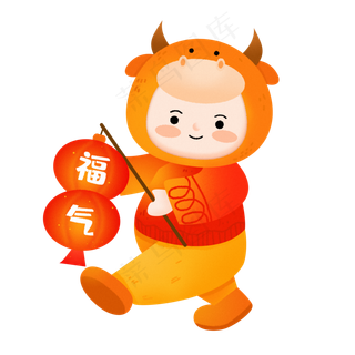 牛年萌牛头套福娃