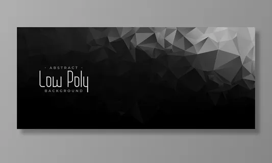 黑色和黑色低多边形抽象几何横幅banner