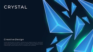 真实的黑色背景与水晶和霓虹灯，在黑暗中发光。