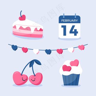 日历和糖果情人节元素系列