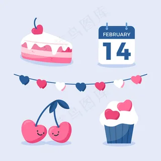 日历和糖果情人节元素系列