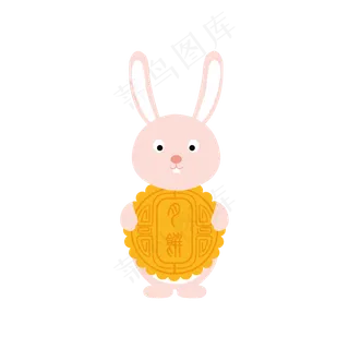 中秋节玉兔抱月饼矢量图
