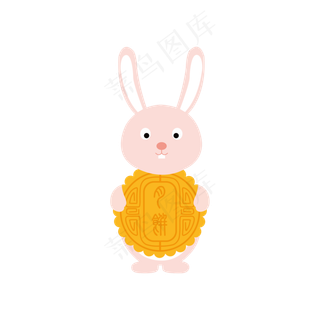 中秋节玉兔抱月饼矢量图