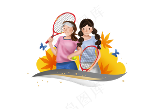 网球公开赛打网球的女孩