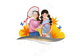 网球公开赛打网球的女孩