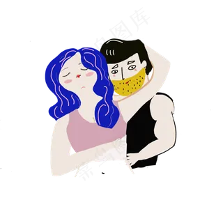 七夕北欧扁平风亲昵PNG素材