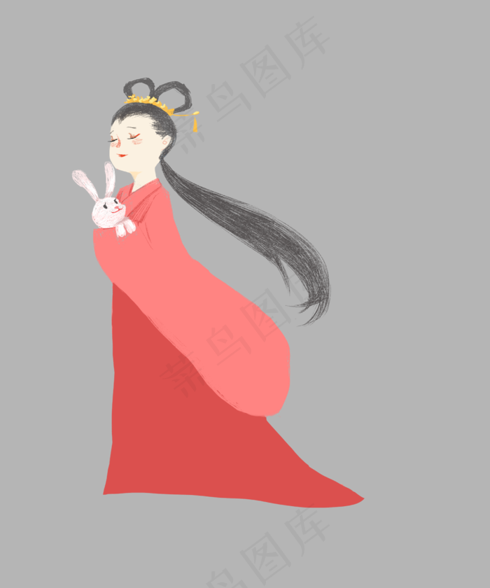 抱兔子的嫦娥(2500X3000(DPI:300))psd模版下载