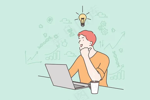 想法，商业，工作，自由职业者，成功，思想，问题，商业概念。