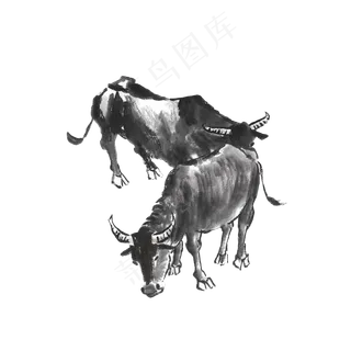 牛年大吉水墨牛