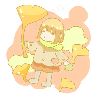 秋天银杏叶少女