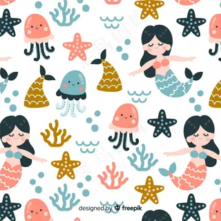 手绘美人鱼图案